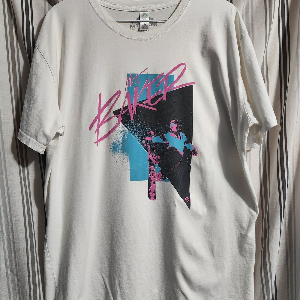 White Graphic Mt. Baker T-Shirt, Size XL